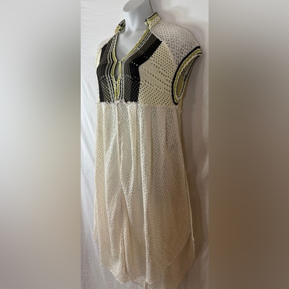 Free People Kelly Cream and Green Crochet Cover Up Maxi Top Dress NWOT SKU1103 - Picture 9 of 11